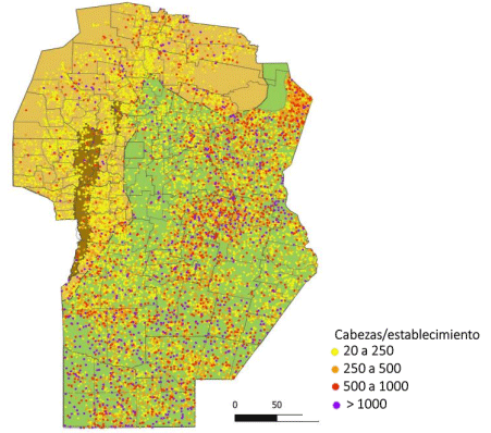Distribución geográfica de sistemas bovinos en Córdoba