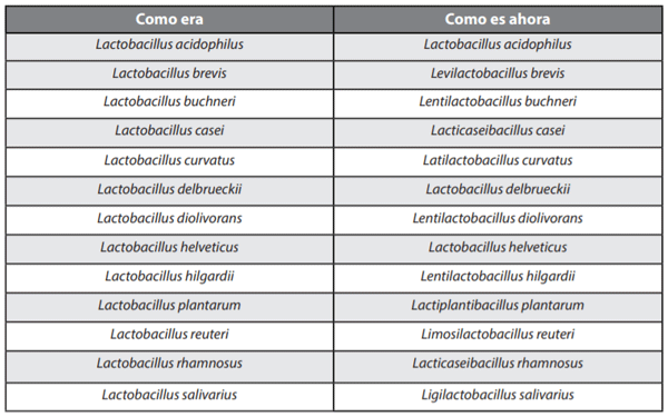 Reclasificación del género Lactobacillus : Esto traerá modificaciones