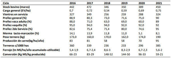 Resultados productivos de cría bovina extensiva en el NEA