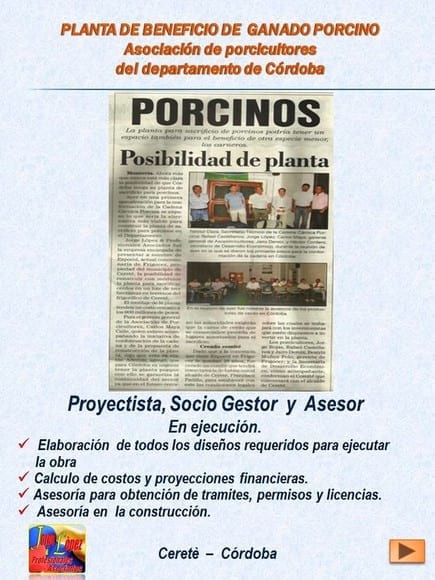 PLANTA DE BENEFICIO PARA PORCINOS FRIGOCER - JORGE LOPEZ Y PROFESIONALES ASOCIADOS