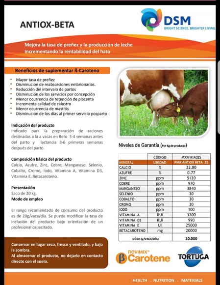 papel de beta_caroteno en las vacas lecheras - 