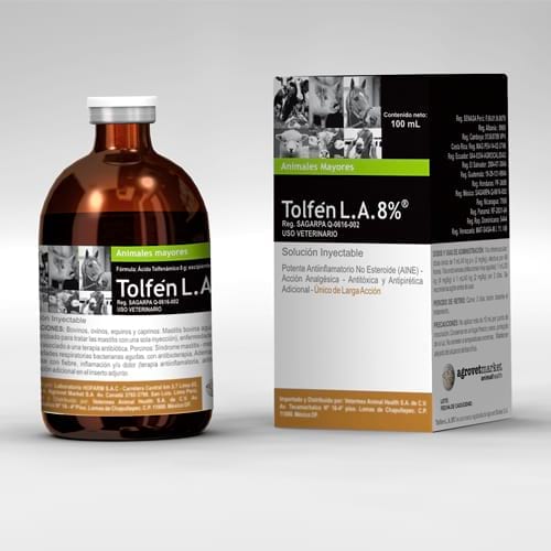 Tolfen L.A. 8 Antiinflamatorio no esteroide para bovinos México